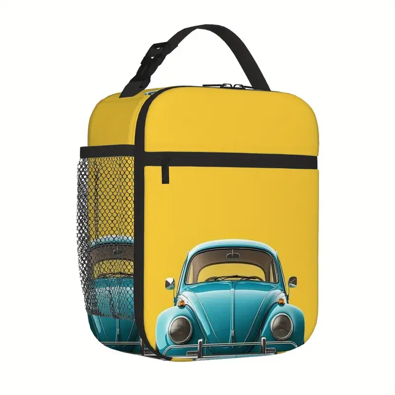 Blue Bug Yellow Background Sideview Lunch bag.webp