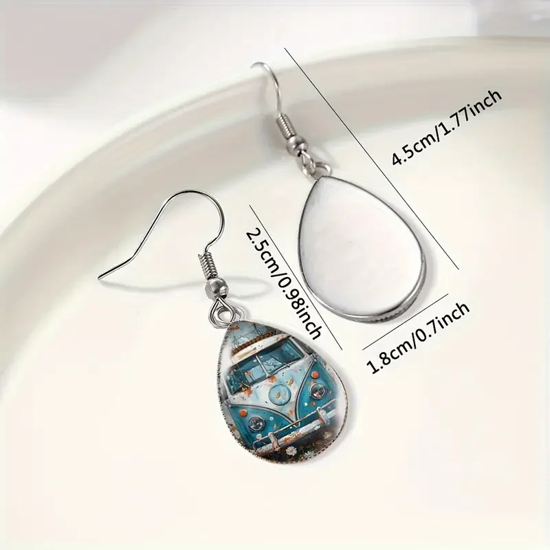 Blue Bus Teardrop Earrings Measurements.webp