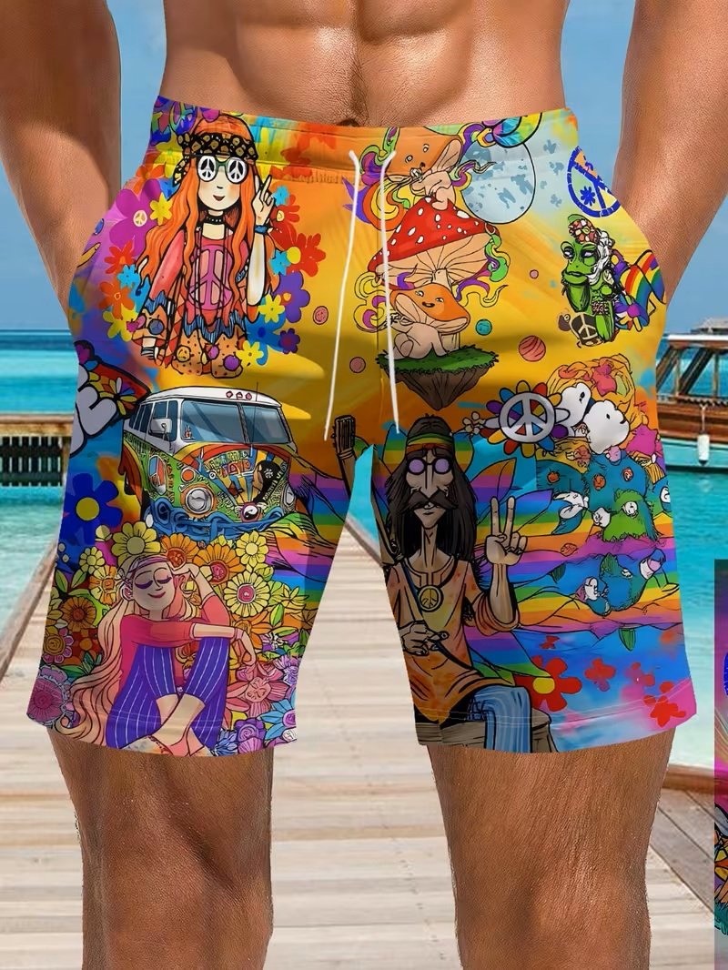 Psychedelic Hippie Peace VW Bus Shorts