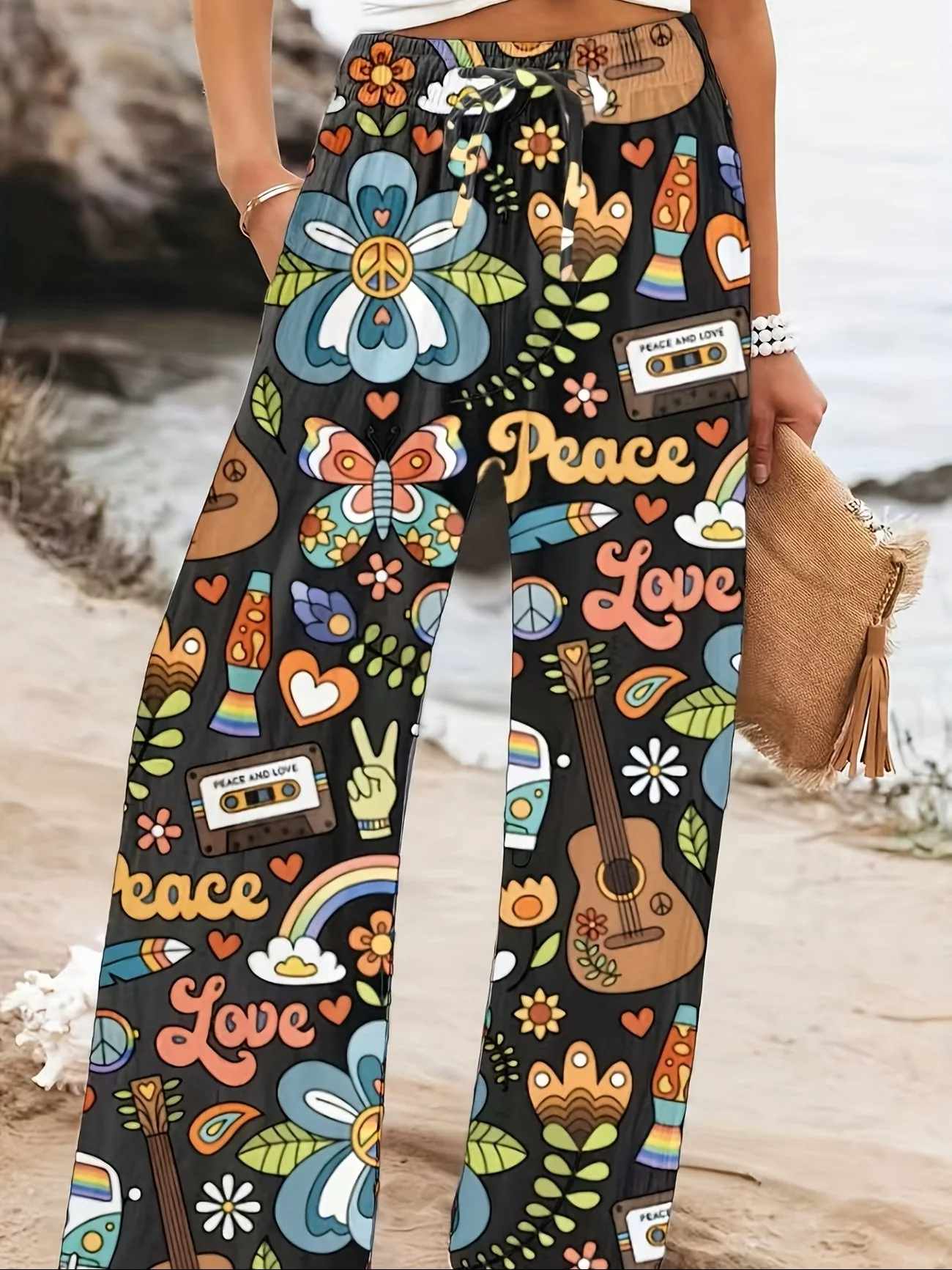 Black VW Bus Hippie Lounge Pants