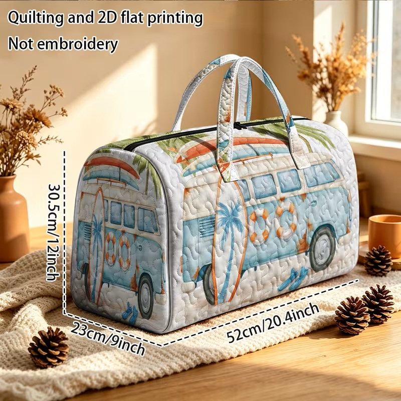 Quilted Blue Splitty Life Preserver Travel Bag Measurements.jpg