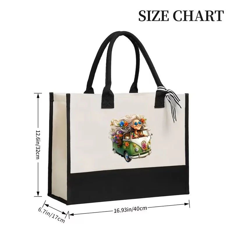 Canvas Tan and Black Hippie Woman Tote Measurements.jpg