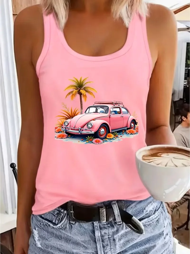 Women's Pink VW Bug Tank Top