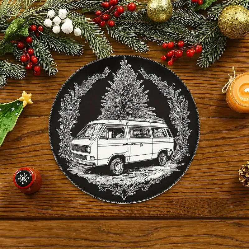 White Vanagon Christmas Placemat.webp