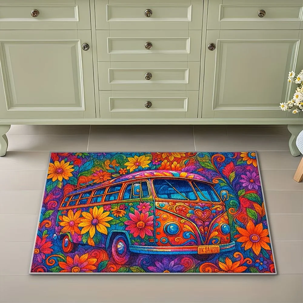 Multi Color 1960's VW Bus Rug