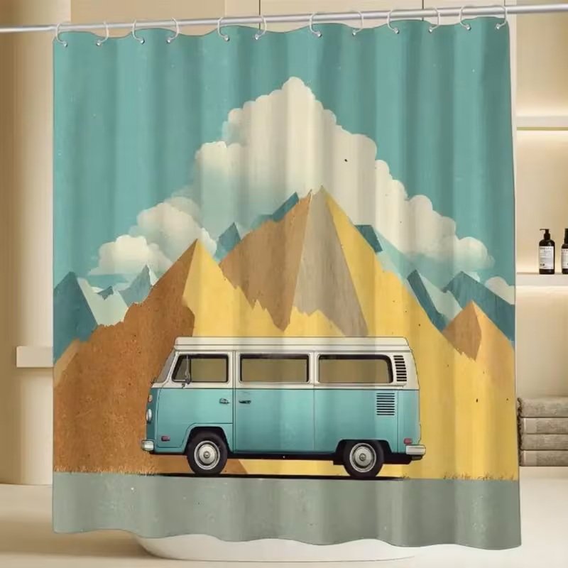 Blue and White Bay Window Shower Curtain with mountains.jpg