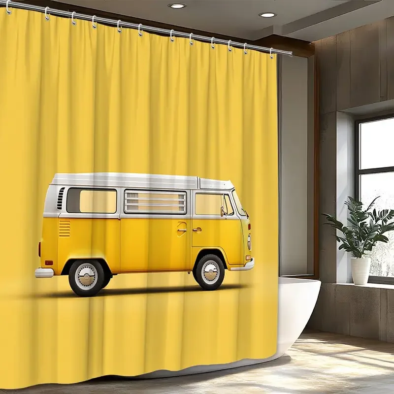 Yellow VW Bay Window Bus Shower Curtain
