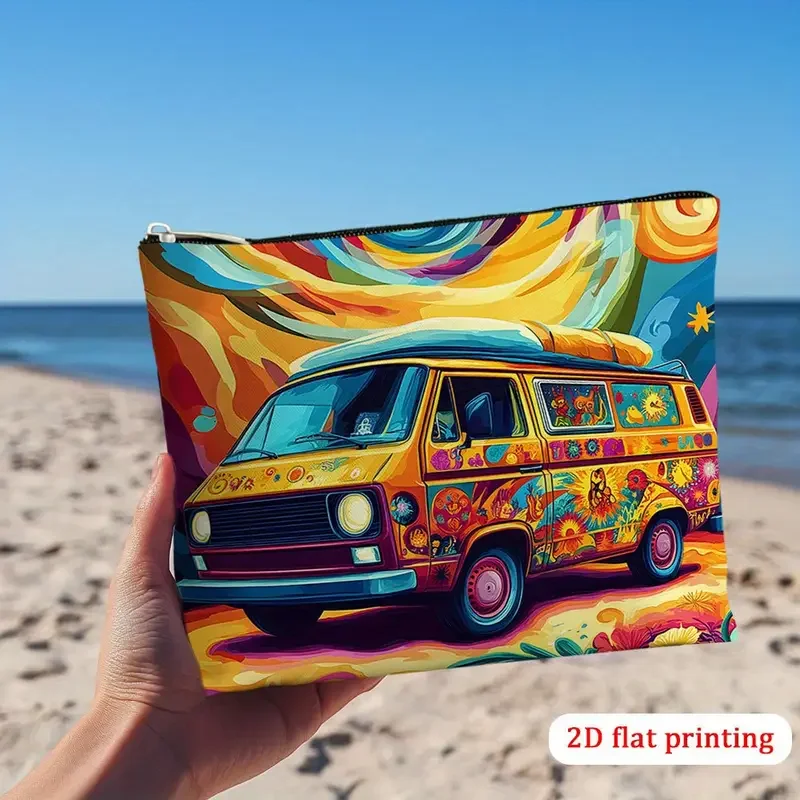 Yellow Pyschedlic Vanagon Cosmetic Bag.webp