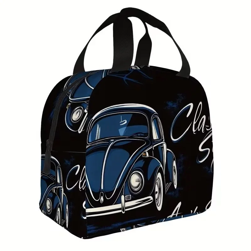 Black & Blue VW Bug Classic Style Lunch Tote