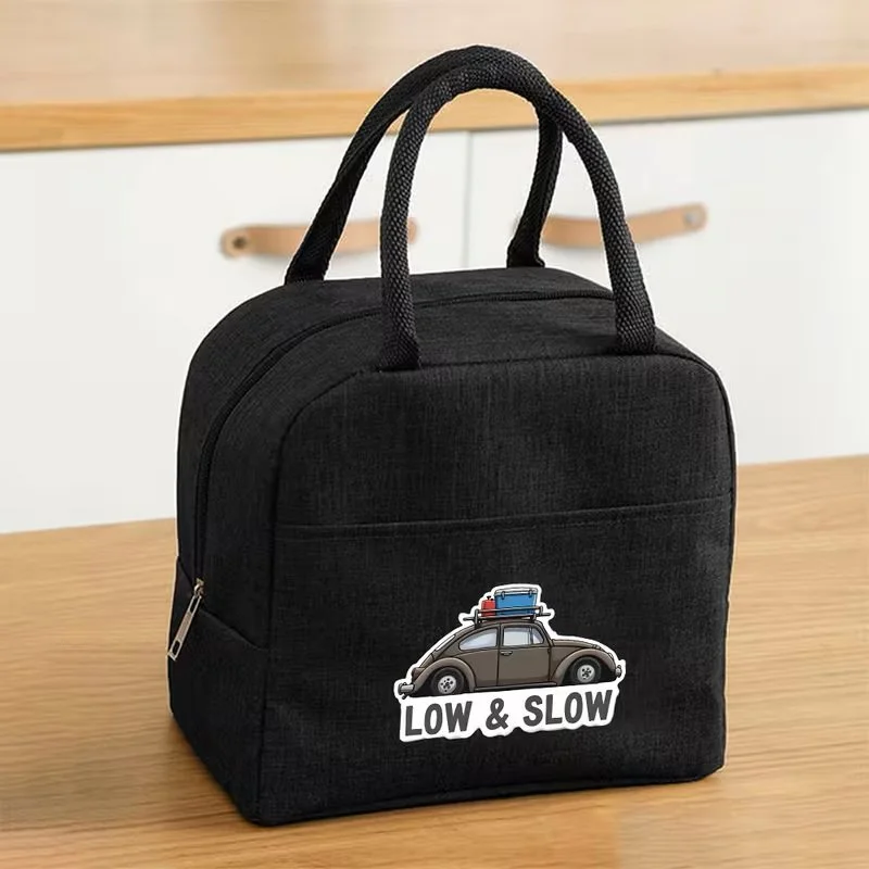 Black Low and Slow VW Bug Lunch Tote