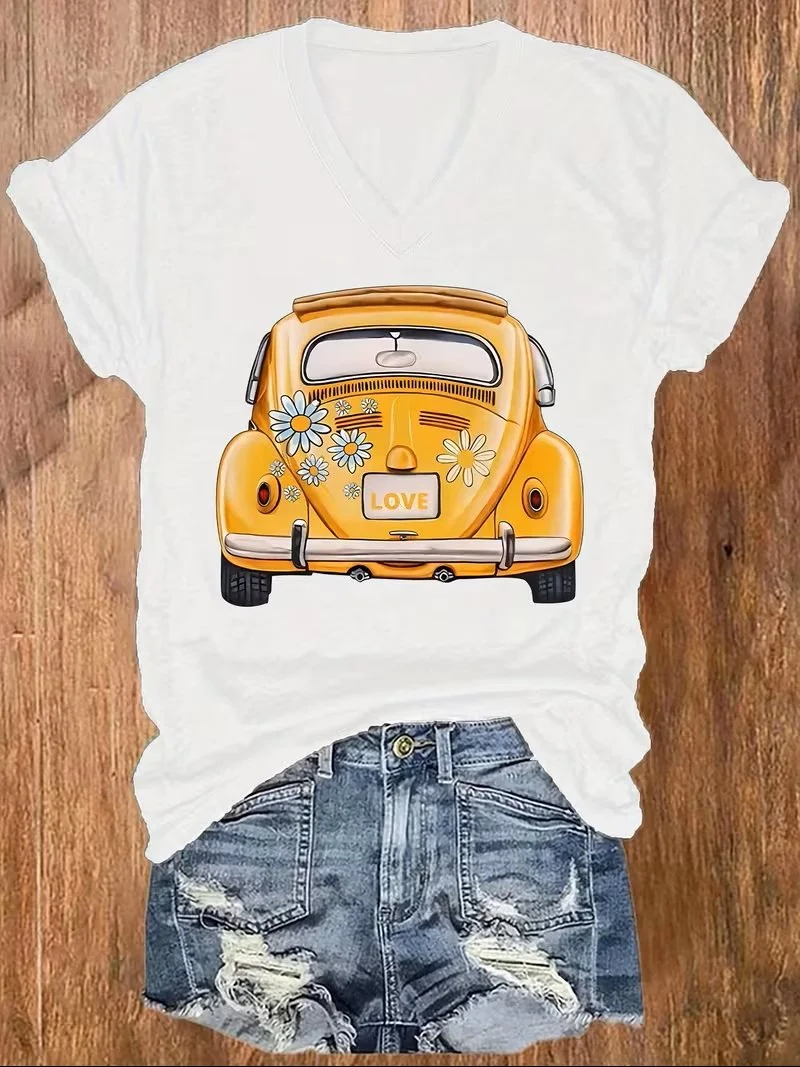Womens Yellow Sunroof Bug T shirt.jpg