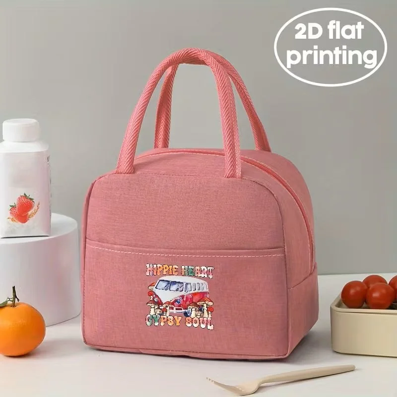 Pink Hippie Heart Gypsy Soul VW Bus Lunch Tote