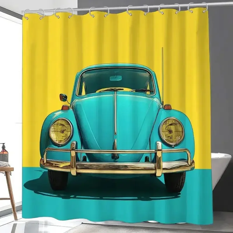 Blue VW Bug Shower Curtain