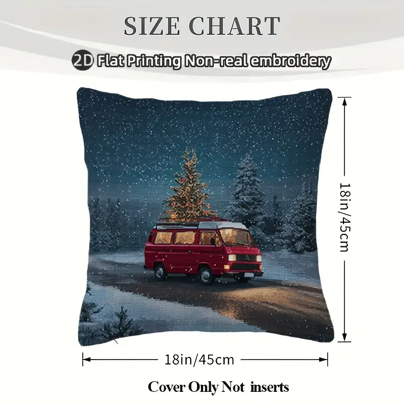 Red Vanagon Christmas Pillow.webp