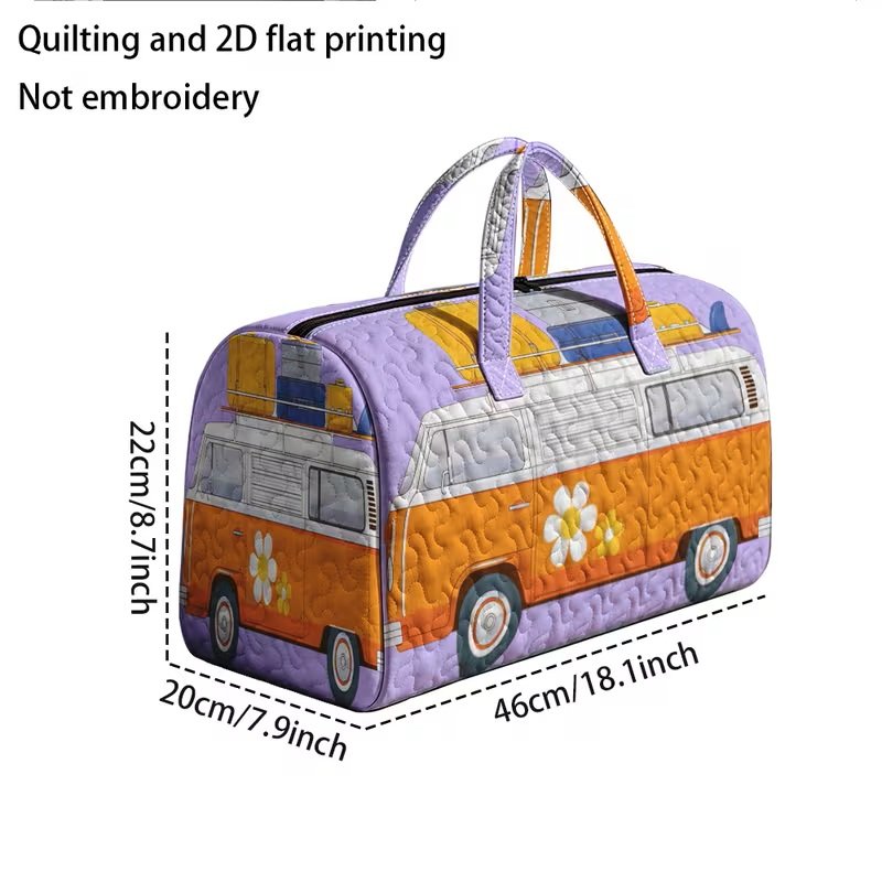Quilted Orange VW Bay Window Bus Travel Bag