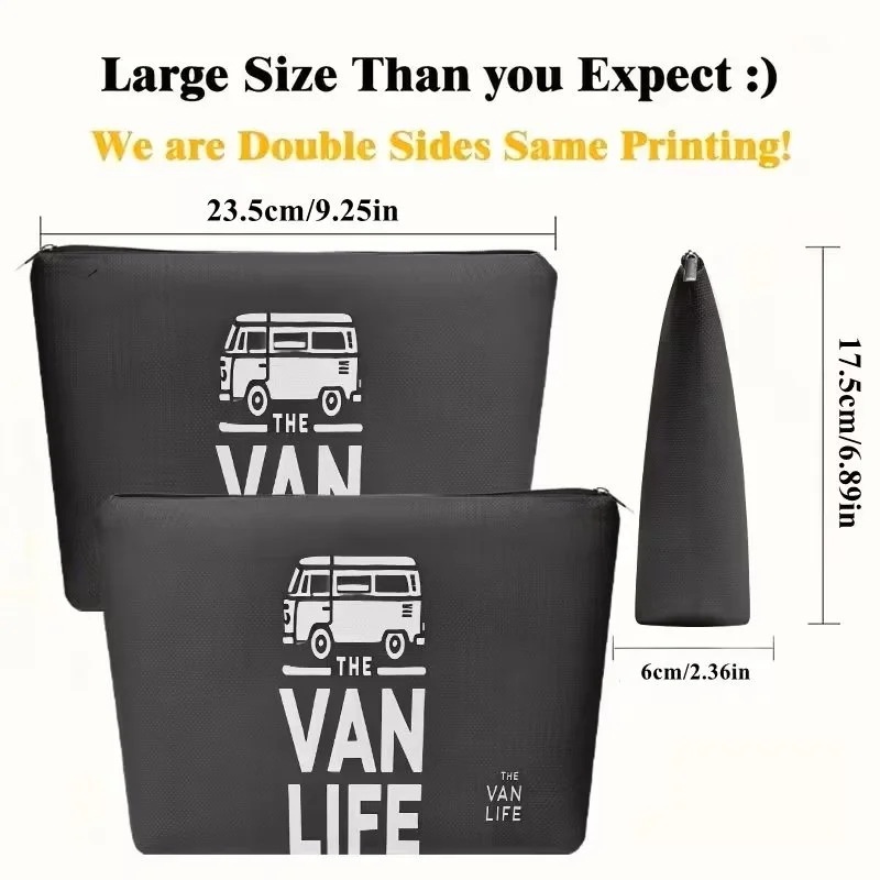 Van Life Black Cosmetic Bag Measurements.jpg