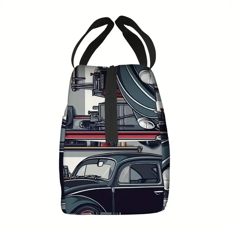 Black Bug with Red Rims Lunch Tote Side View.webp