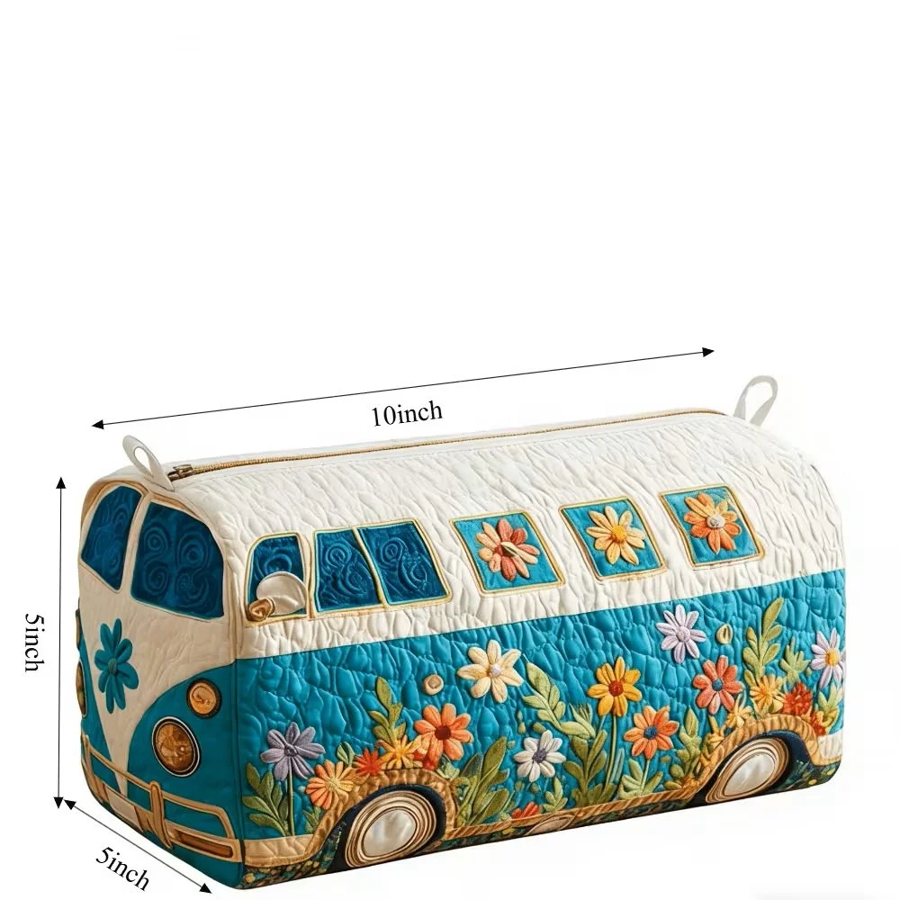 Quilted Blue and White Flower Splitty Bus Multiuse bag.jpg