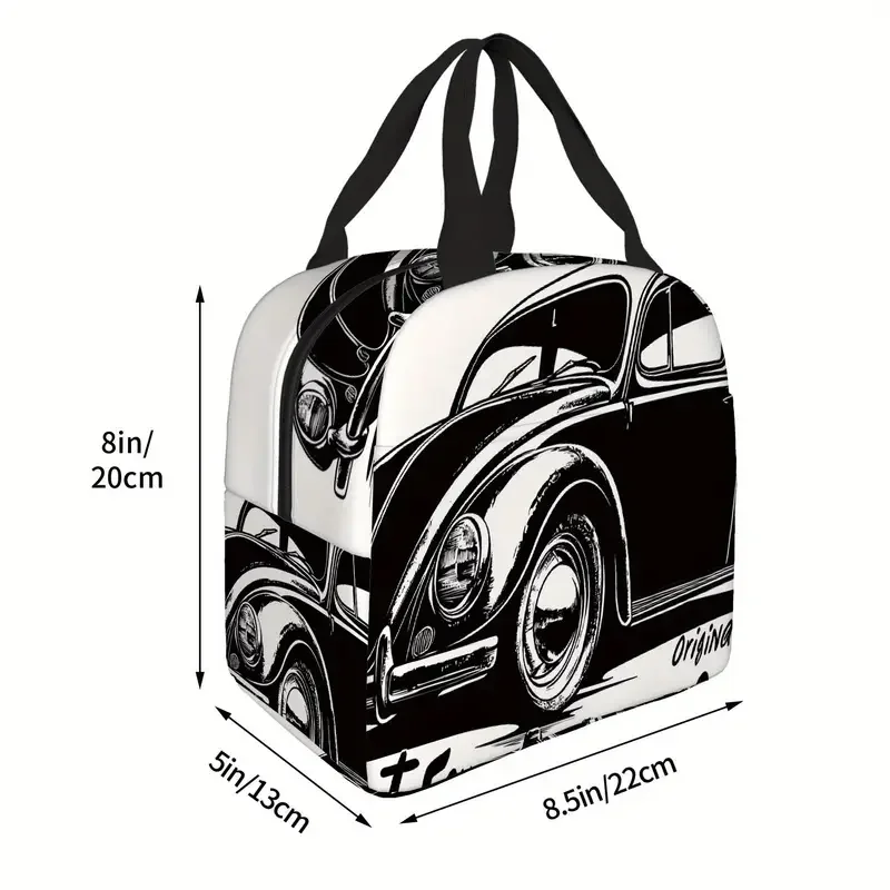 Black & White Bug Lunch Tote Measurements.webp