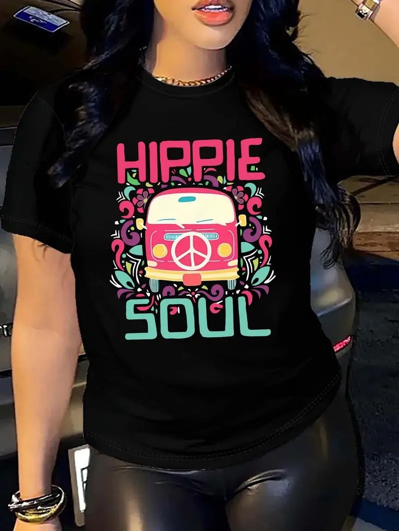 Women's Black Hippie Soul T-Shir