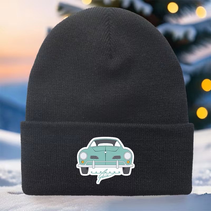 Black Beanie with Green VW Karmann Ghia