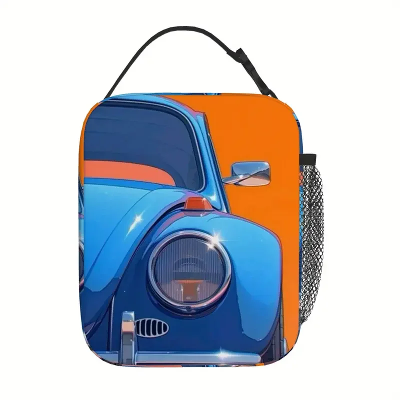 Blue Bug-Orange Background Lunch Bag.webp