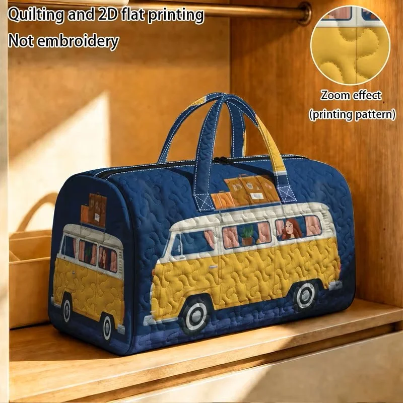 Quilted Yellow and White VW Bus Travel Bag