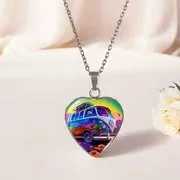 Heart Shaped Multi-Color 1960's VW Bus Necklace