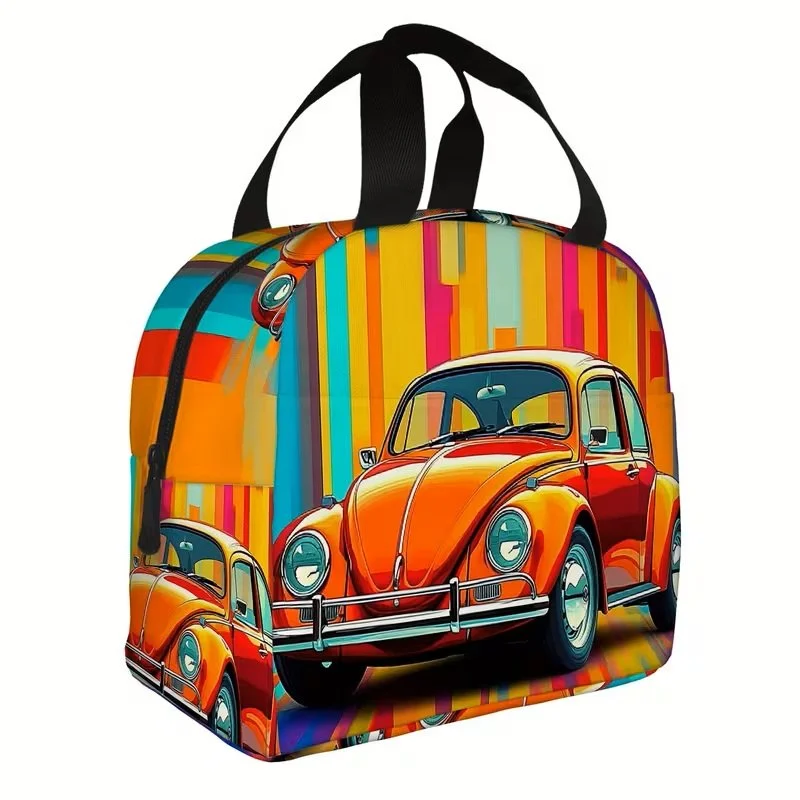 Vintage Orange VW Bug Lunch Tote