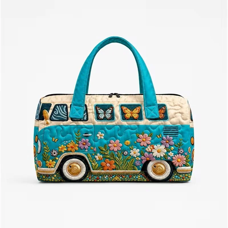 Non Quilted Blue andWhite Flower Bus travel bag.jpg