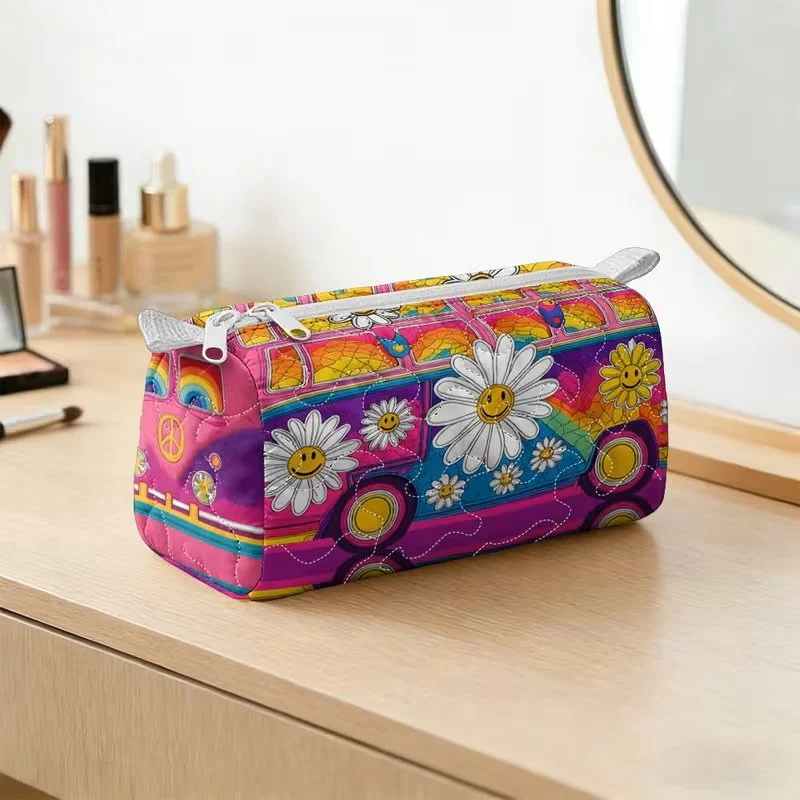 Quilted Pink Rainbow Daisy Bus muli-use bag.jpg