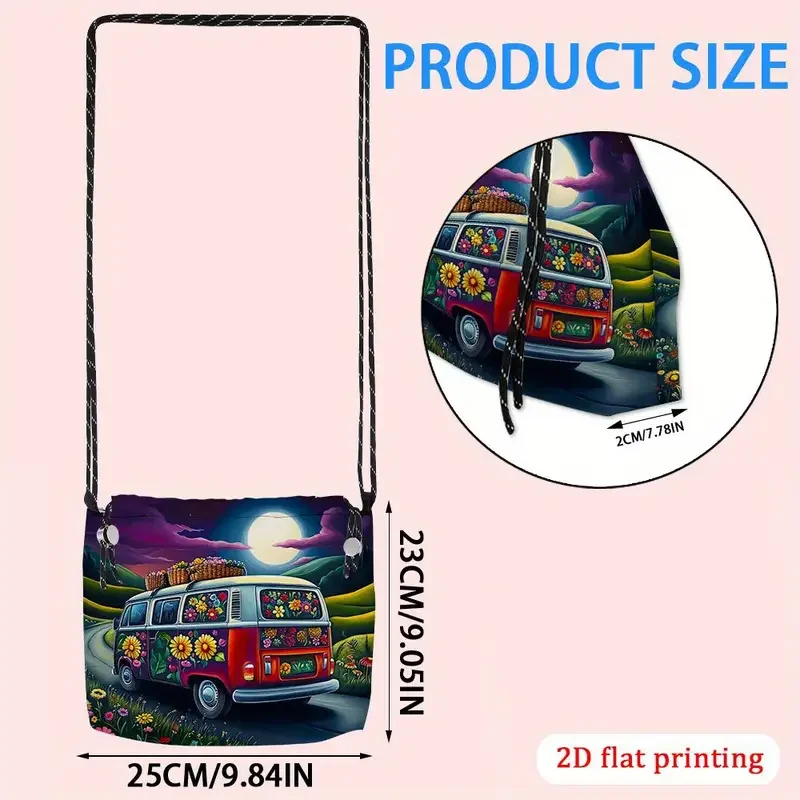 Red Flower Bay Window Bus Drawstring Bag Measurements.webp
