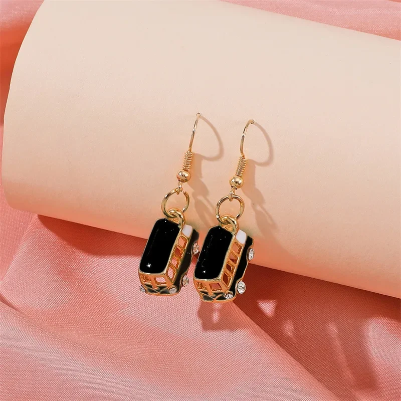 Black & Gold Bus Earrings.webp