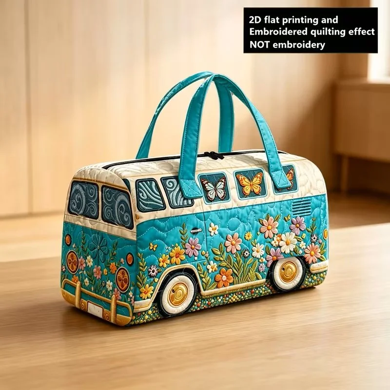 Non Quilted Blue and White Flower Bus Travel Bag.jpg