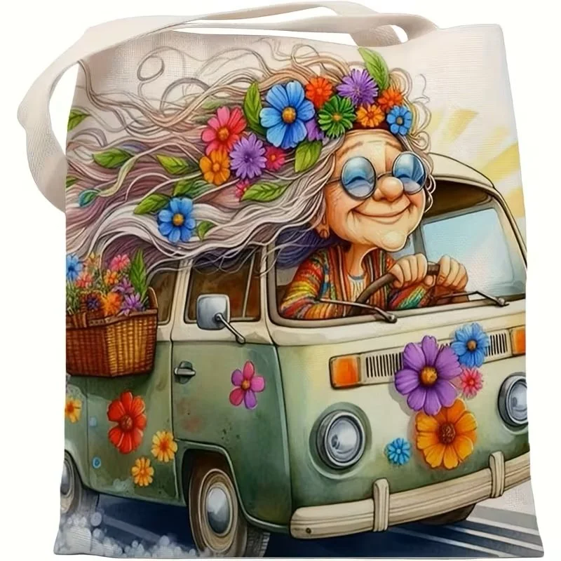 Groovy Grandma Bay Window VW Bus Tote