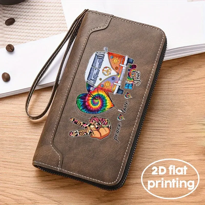 Peace,Love,Hippie Soul Wallet Gray.webp
