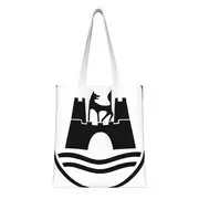 White with Black Woflsburg Crest Tote