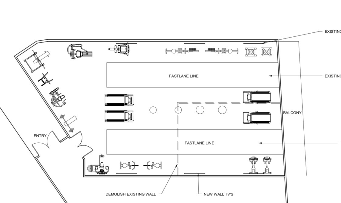 Illustrative floor plan of the new group training room for Wickedbodz.
