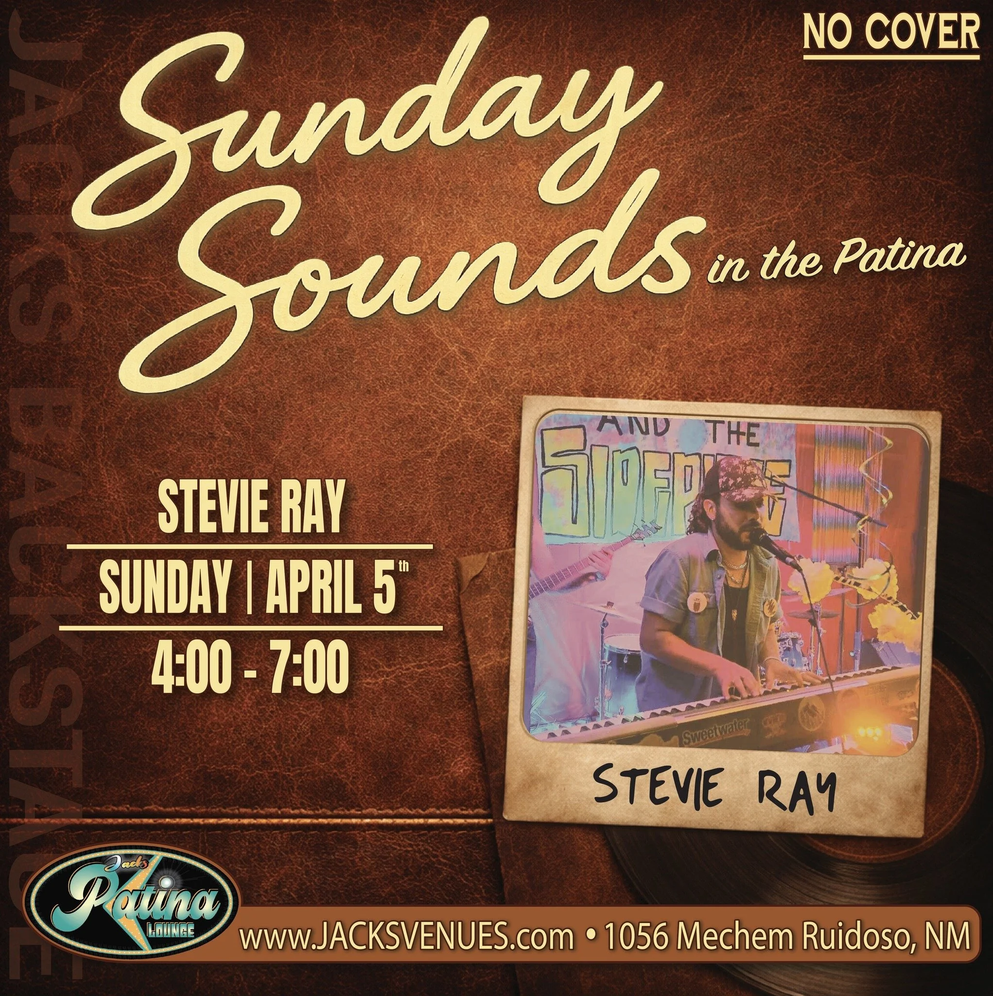 Promotional event graphic for live music at Jacks Patina Lounge in Ruidoso, NM