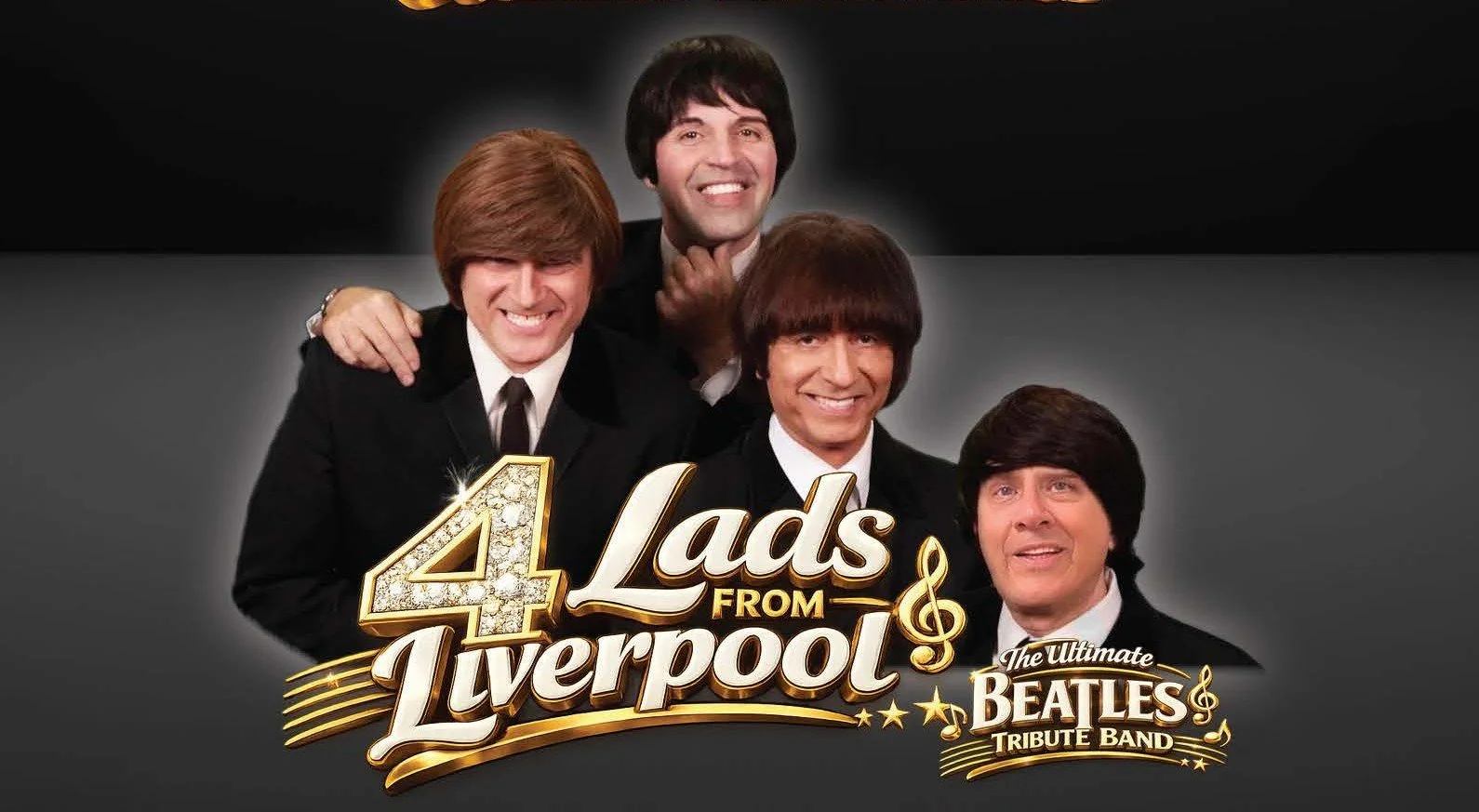 Promotional event graphic for 4 Lads from Liverpool -- the Ultimate Beatles Tribute Band on May 23, 2026, at Inn of the Mountain Gods Resort near Ruidoso, NM