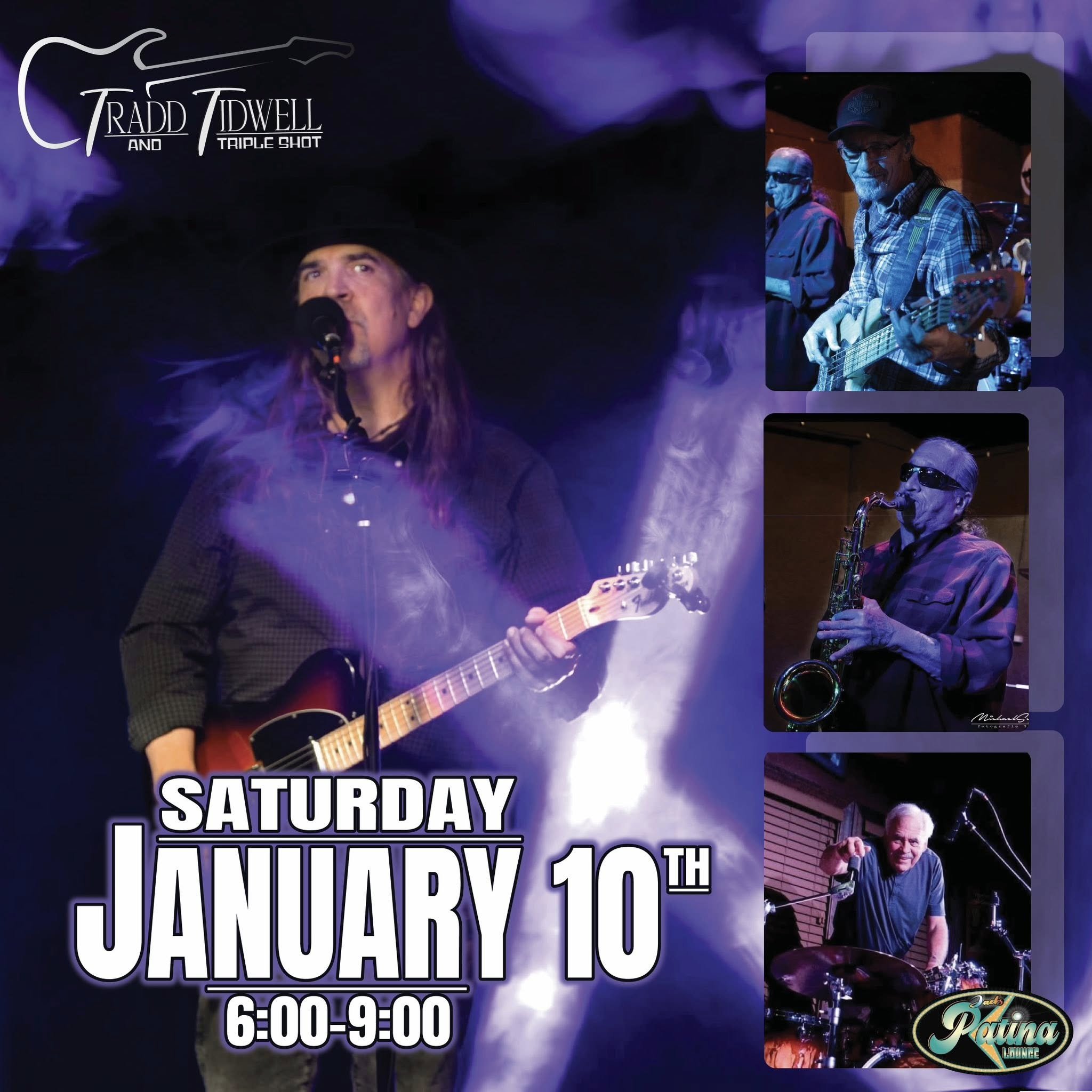 Promotional event graphic for live music at the Patina Lounge in Ruidoso, NM