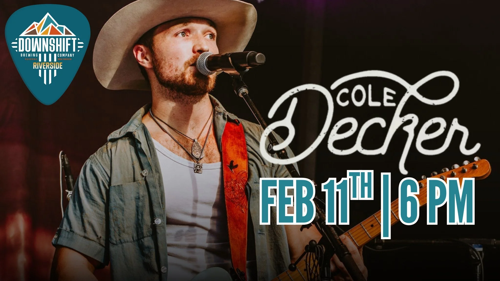 Promotional event graphic for live music at Downshift Brewing Company Riverside in Ruidoso, NM