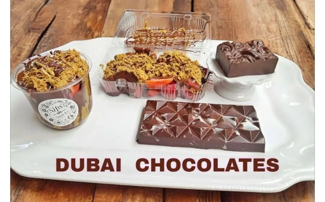 Photograph of Dubai chocolate display at Sips and Snacks in Ruidoso, NM