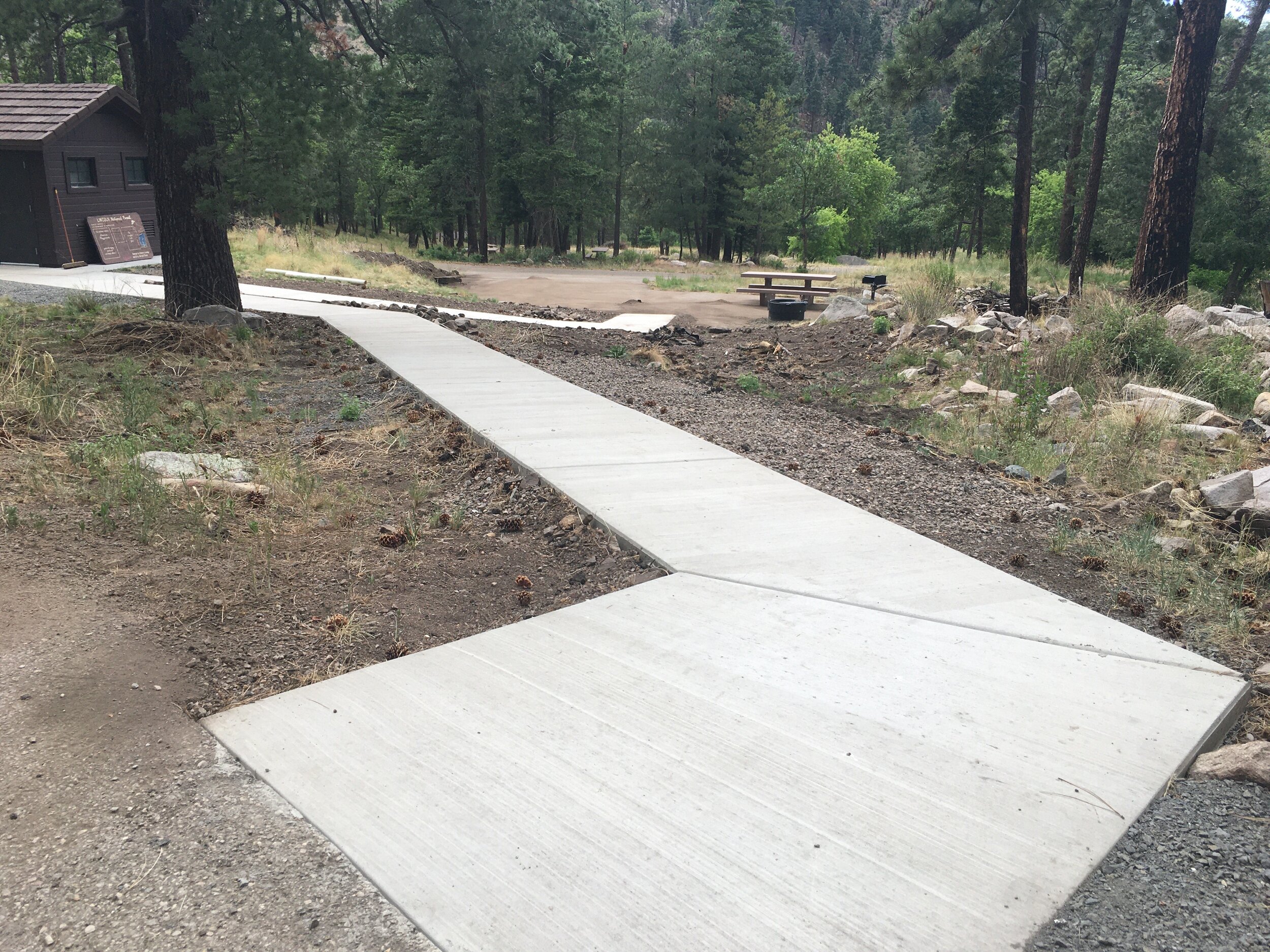  An ADA pathway to the newly renovated restroom was installed at Southfork Campground which opens for the first time in eight years on Aug 14, 2020. 