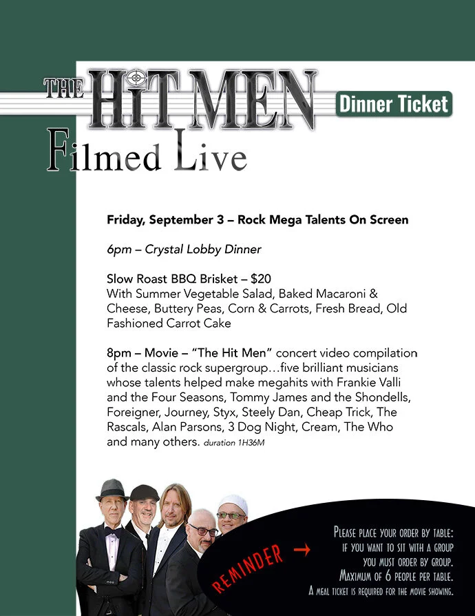 DINNER AND A MOVIE AT SPENCER THEATER The Hit Men Filmed Live