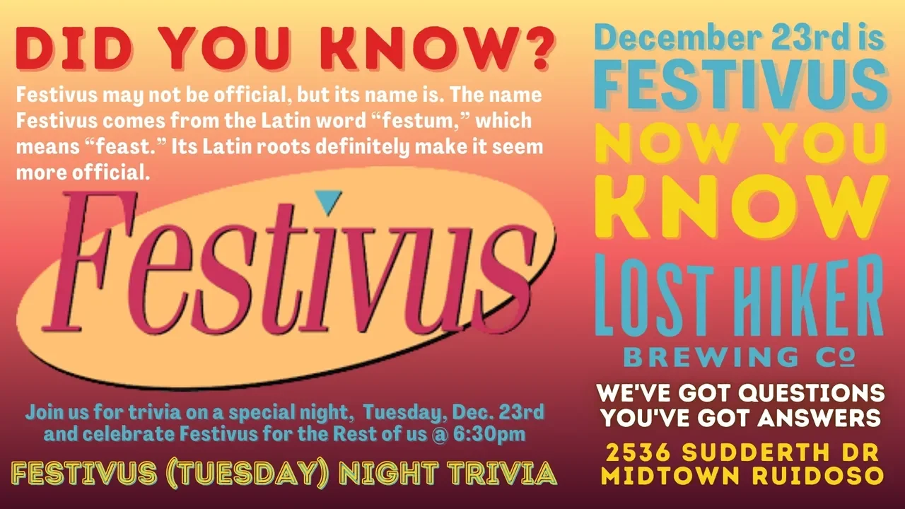 Thirstday Night Trivia at Lost Hiker Brewing Company - Midtown Taproom (Festivus)