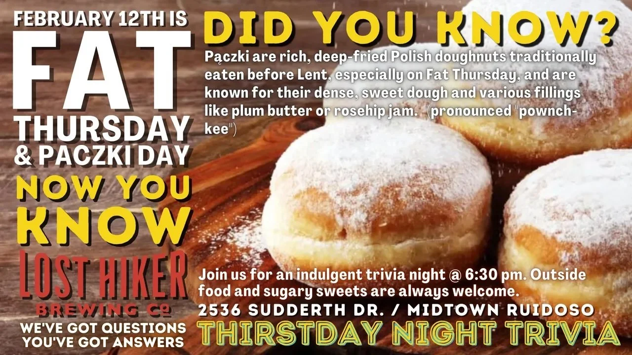 Lost Hiker Brewing Thirstday Night Trivia "Fat Thursday / Paczki Day"