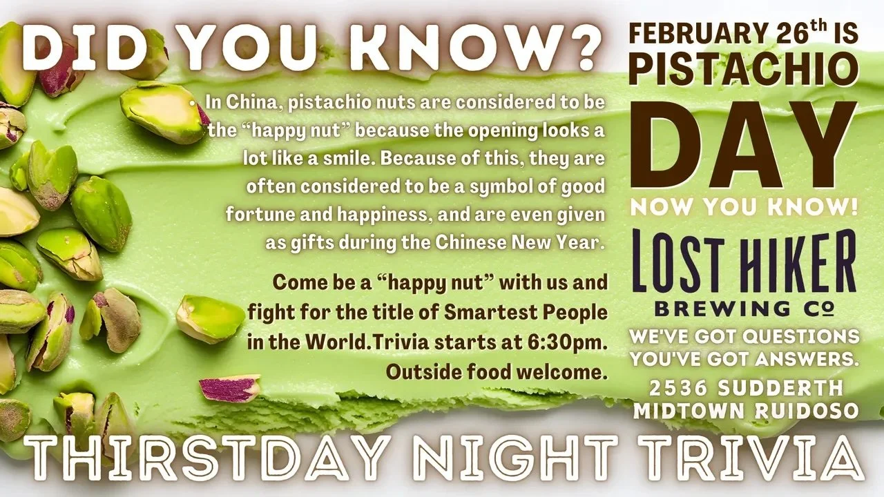 Lost Hiker Brewing Thirstday Night Trivia "Pistachio Day"