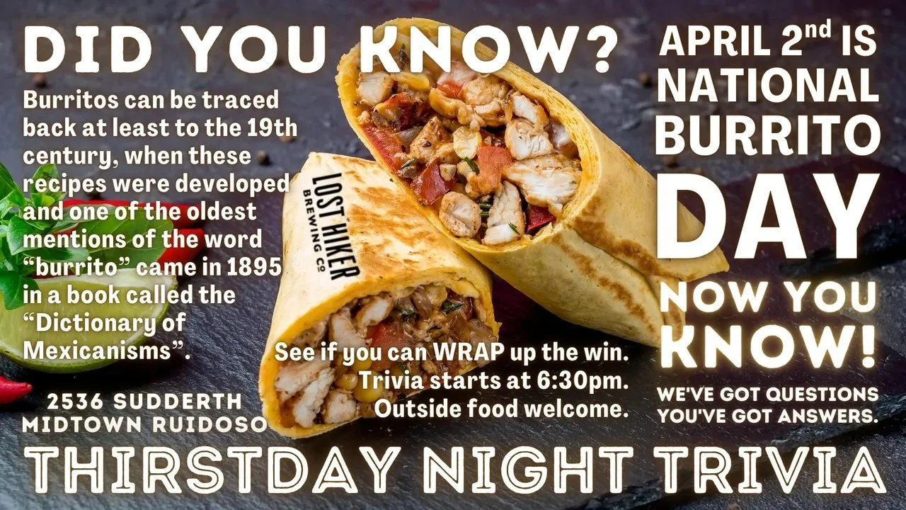 Lost Hiker Brewing Thirstday Night Trivia " Burrito Day"