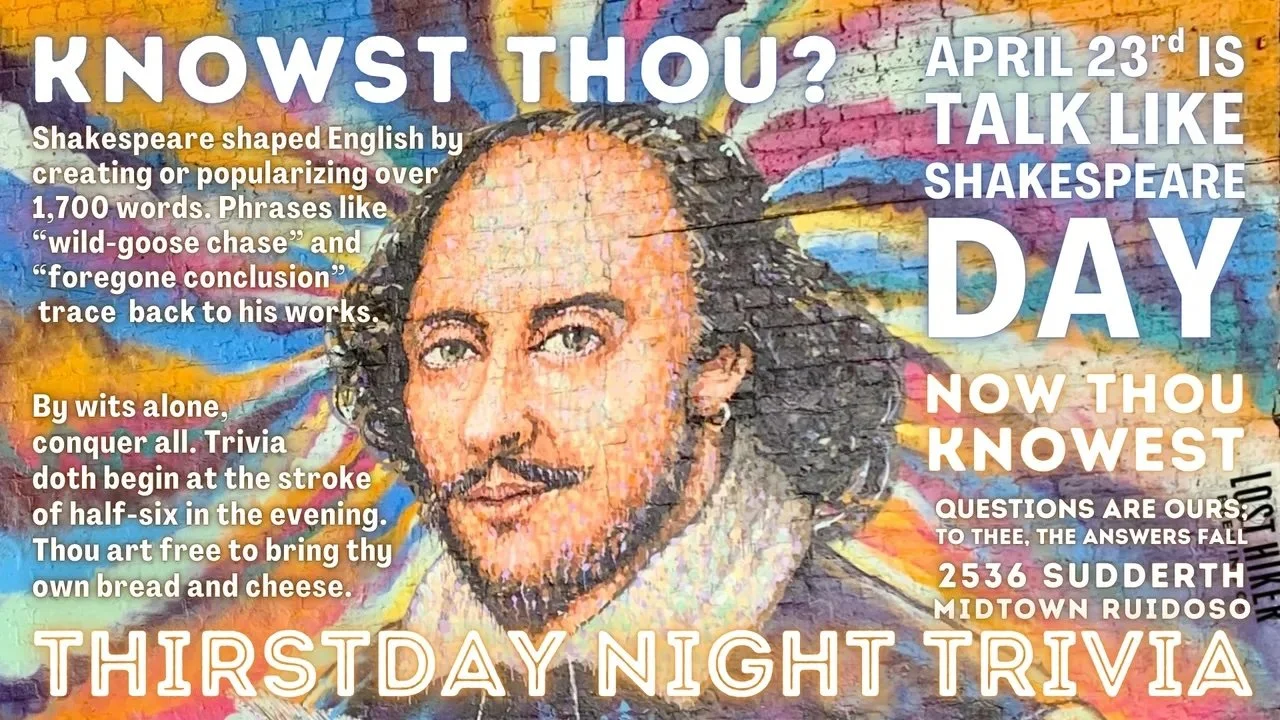 Lost Hiker Brewing Thirstday Night Trivia "Talk Like Shakespeare Trivia"